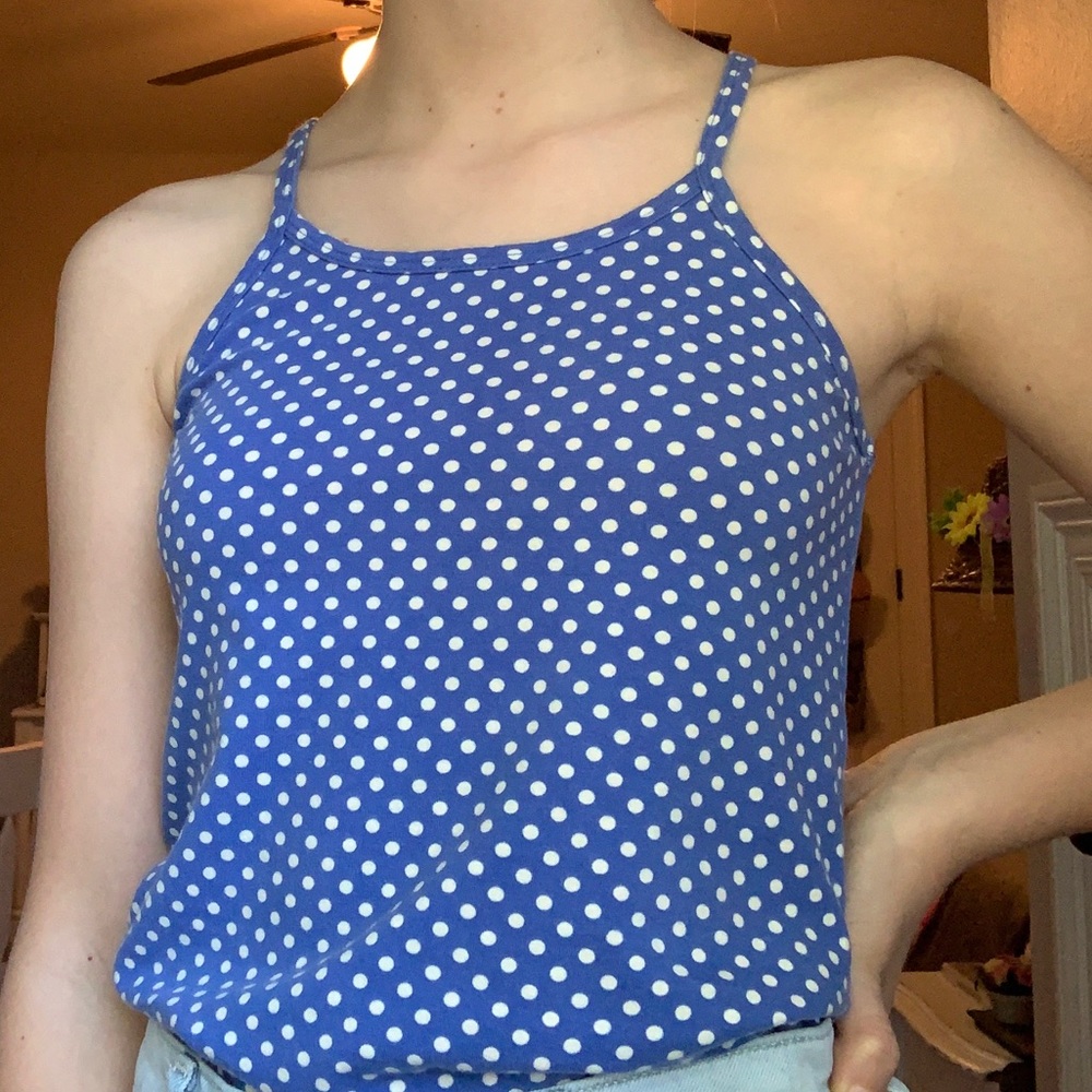 Blue and white polkadot tank top- Forever 21